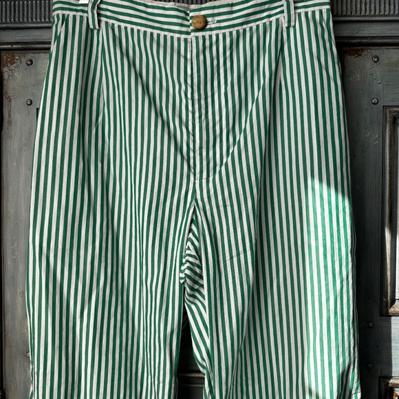 Rachel Comey Green Striped Cropped Cotton Pants Size 6 - Picture 3 of 8